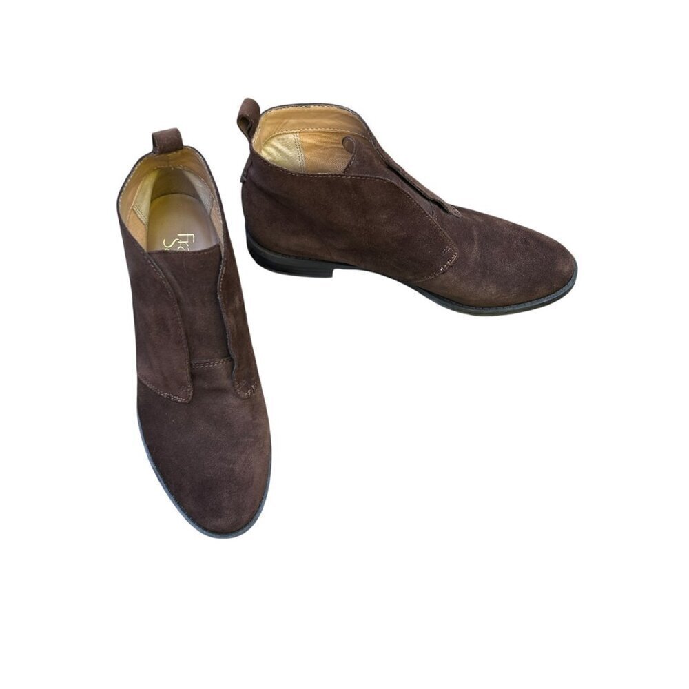 Franco Sarto Isolde Dark Brown Suede Leather Chukka Ankle Booties Size 9